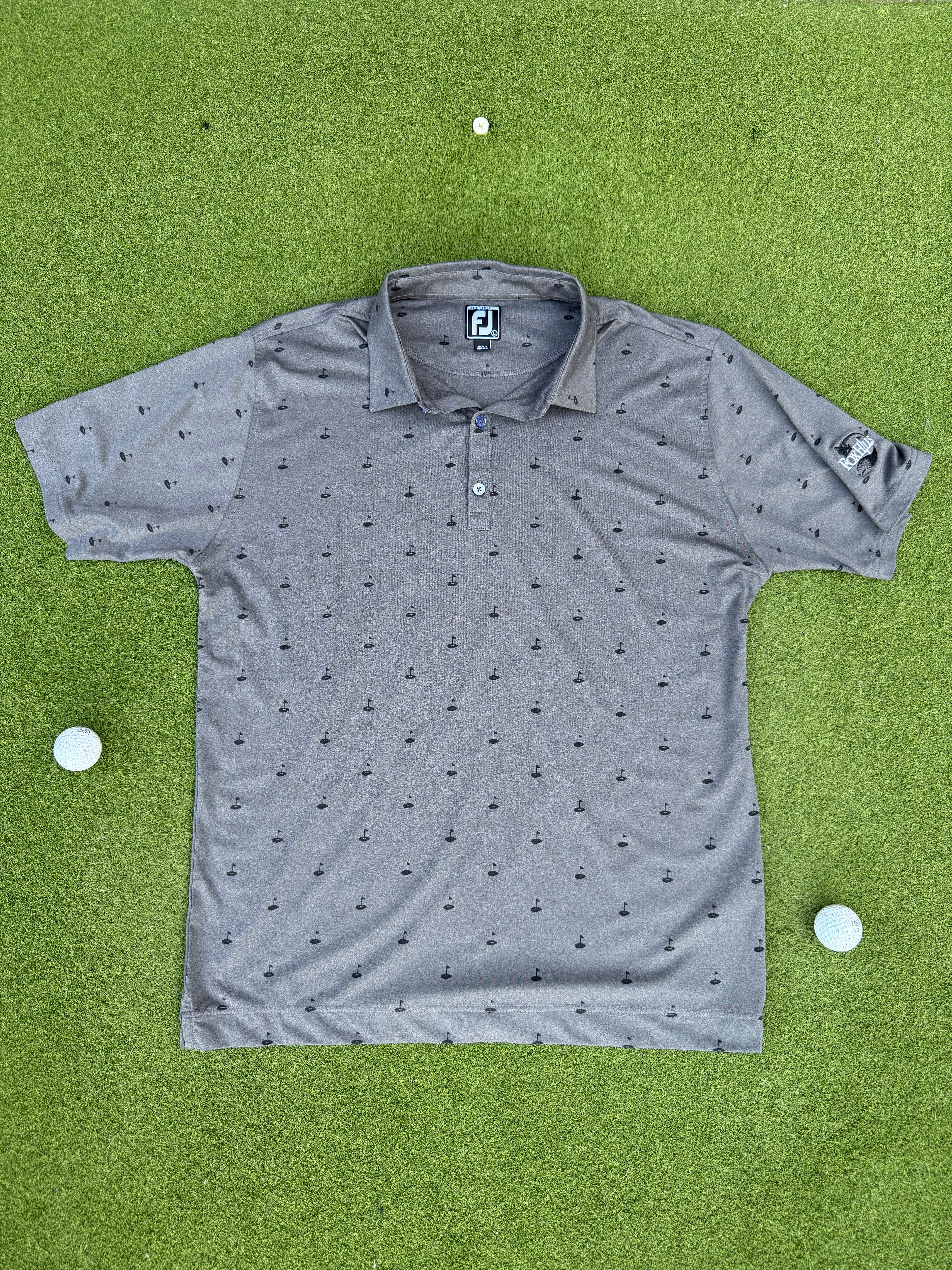 FootJoy Grey Golf Flag Print Polo
