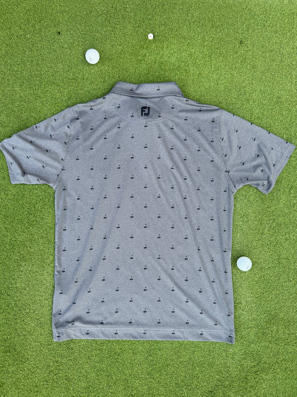FootJoy Grey Golf Flag Print Polo