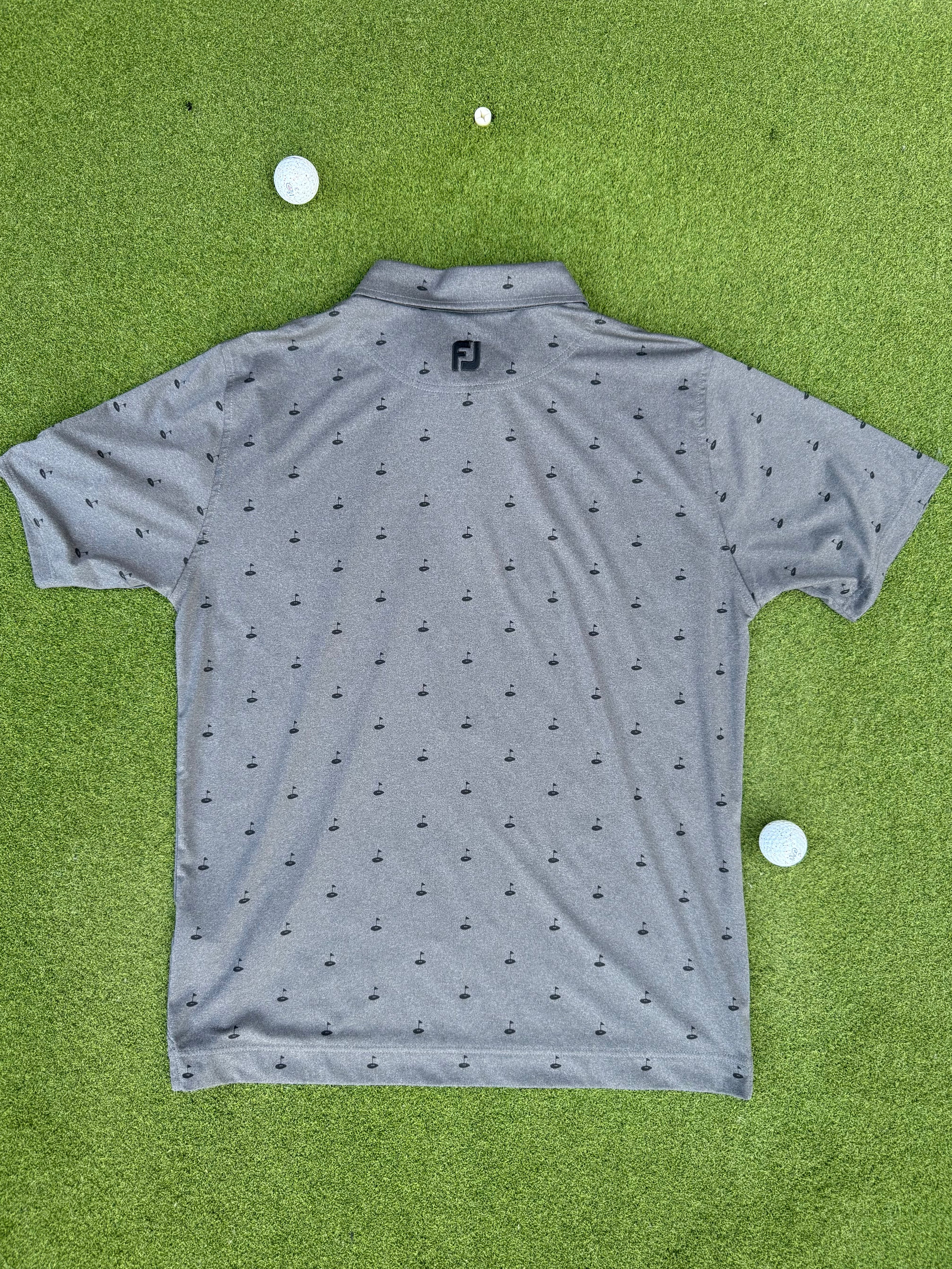 FootJoy Grey Golf Flag Print Polo