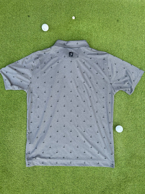 FootJoy Grey Golf Flag Print Polo