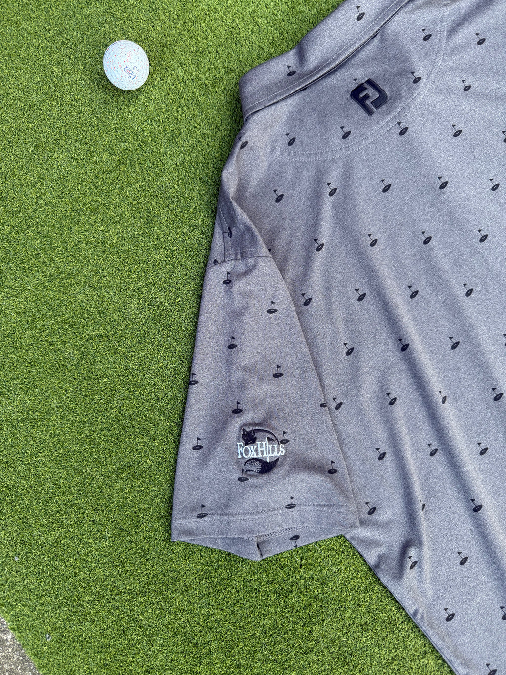 FootJoy Grey Golf Flag Print Polo