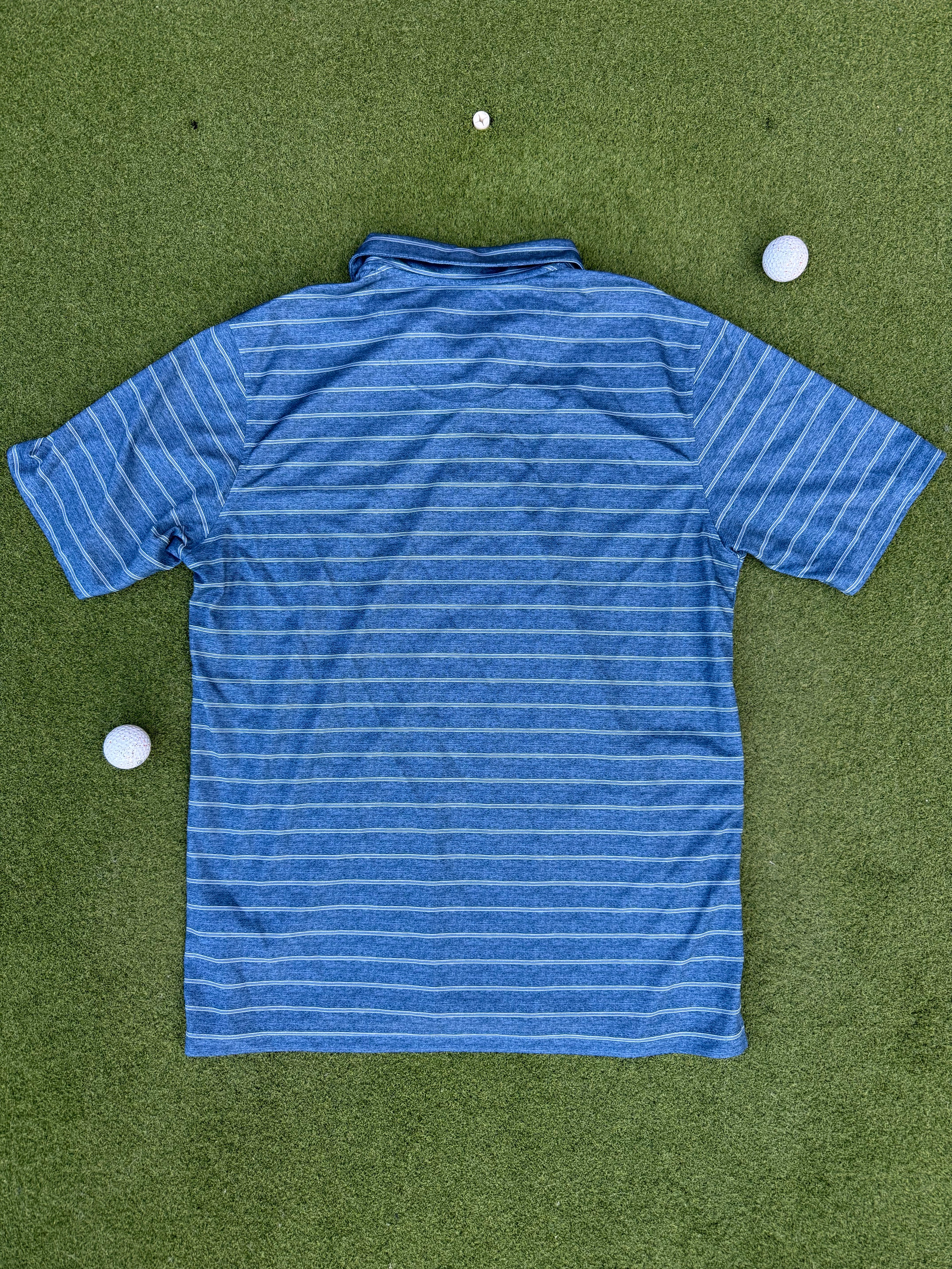 Pebble Beach Blue Striped Performance Polo